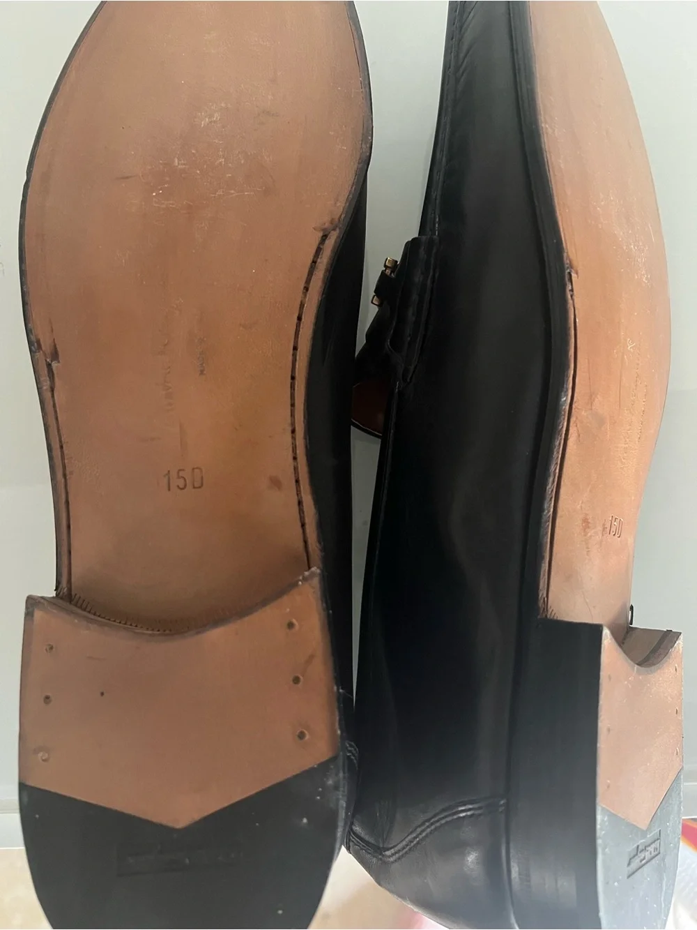 Salvatore Ferragamo Black Leather Loafers with Gold Gancini